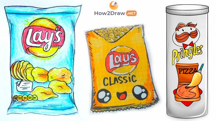 Как нарисовать чипсы Лейс и Принглс