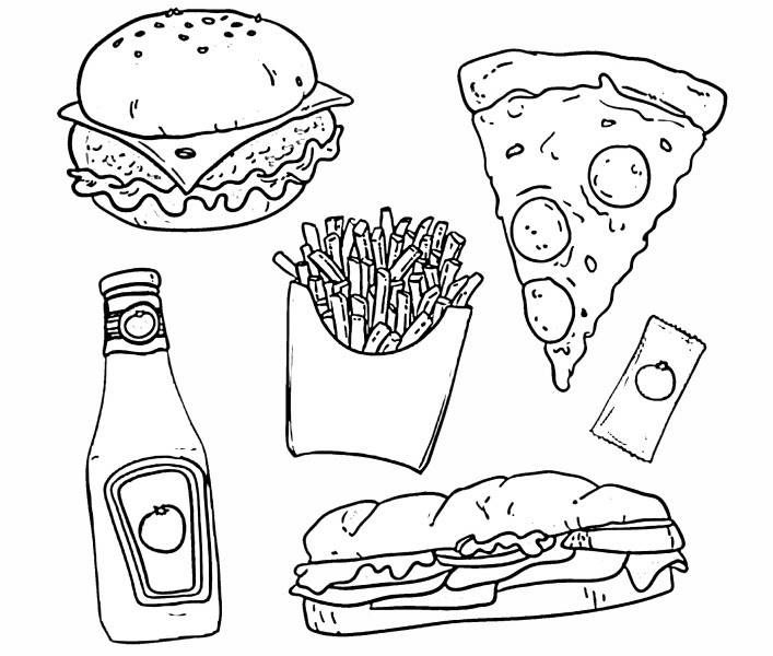 Рисунки вредной еды для срисовки 