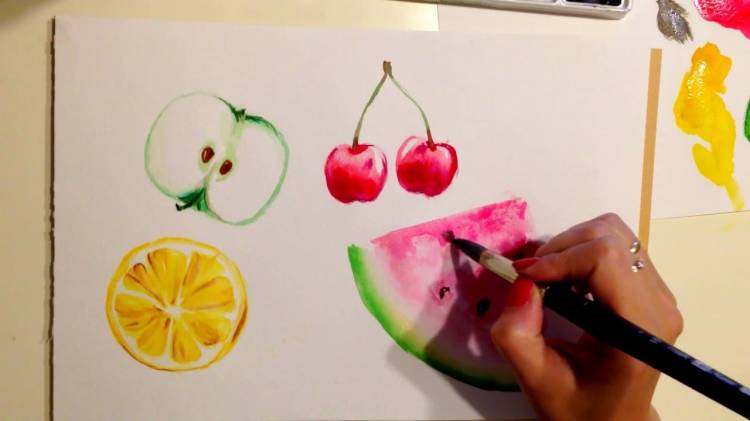Как быстро и легко нарисовать фрукты акварелью (How to draw watercolor fruits)