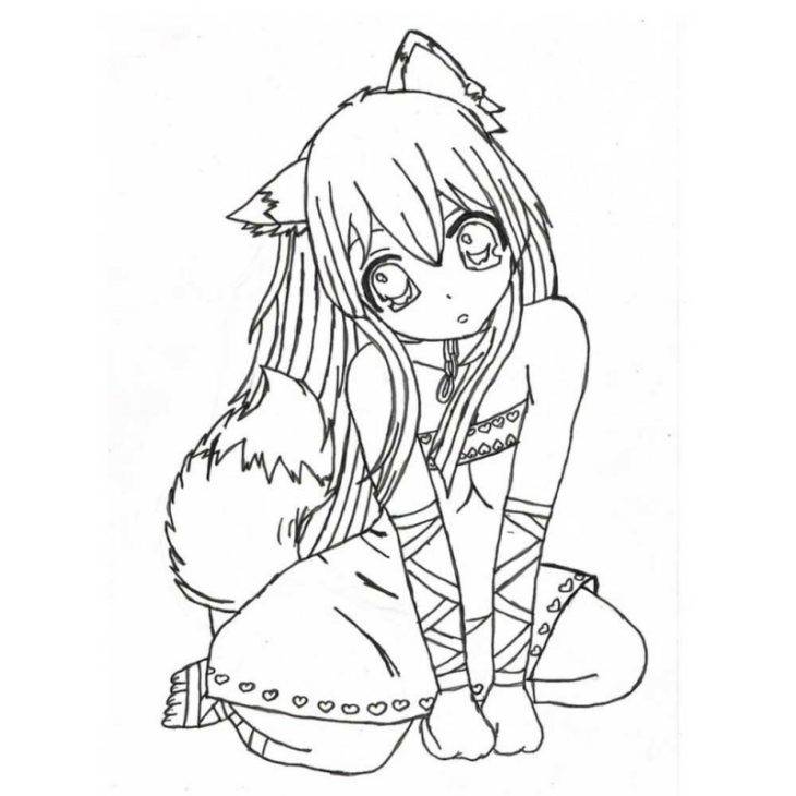 Рисунки для срисовки девушки кошки 