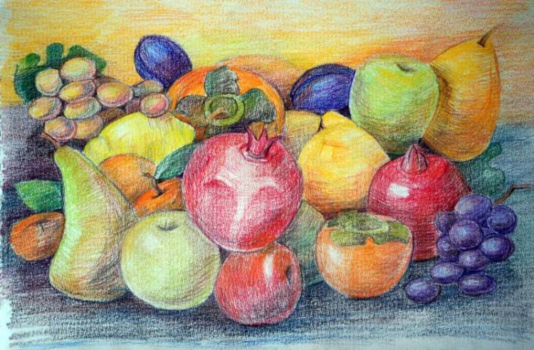 как нарисовать натюрморт с фруктами