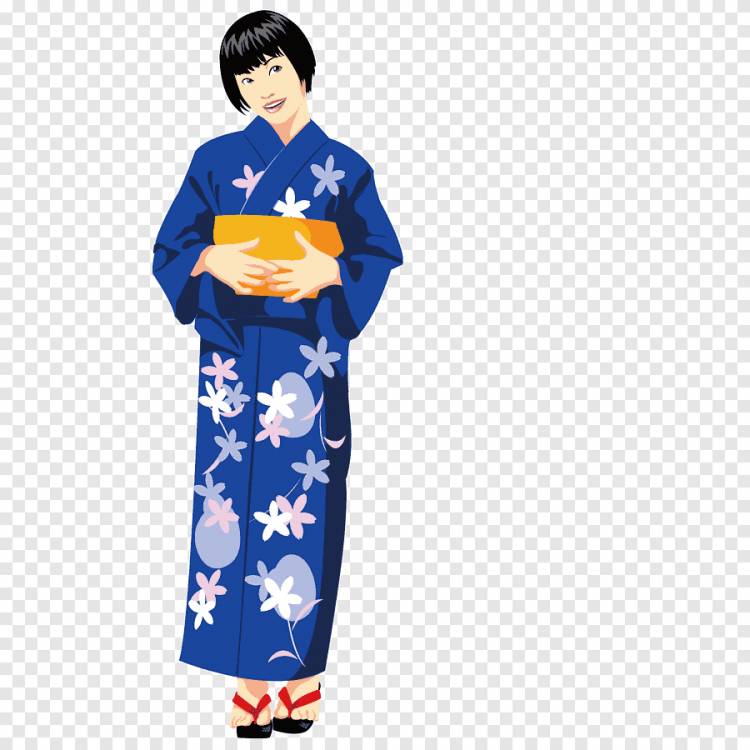 Кимоно Женщина, японская девушка в кимоно, шаблон, синий png