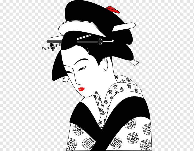 Китайская гейша, японская женщина-кимоно, деловая женщина, нарисованная, рука png