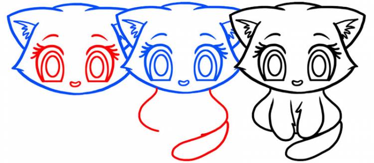 Срисовки девушек-кошек аниме