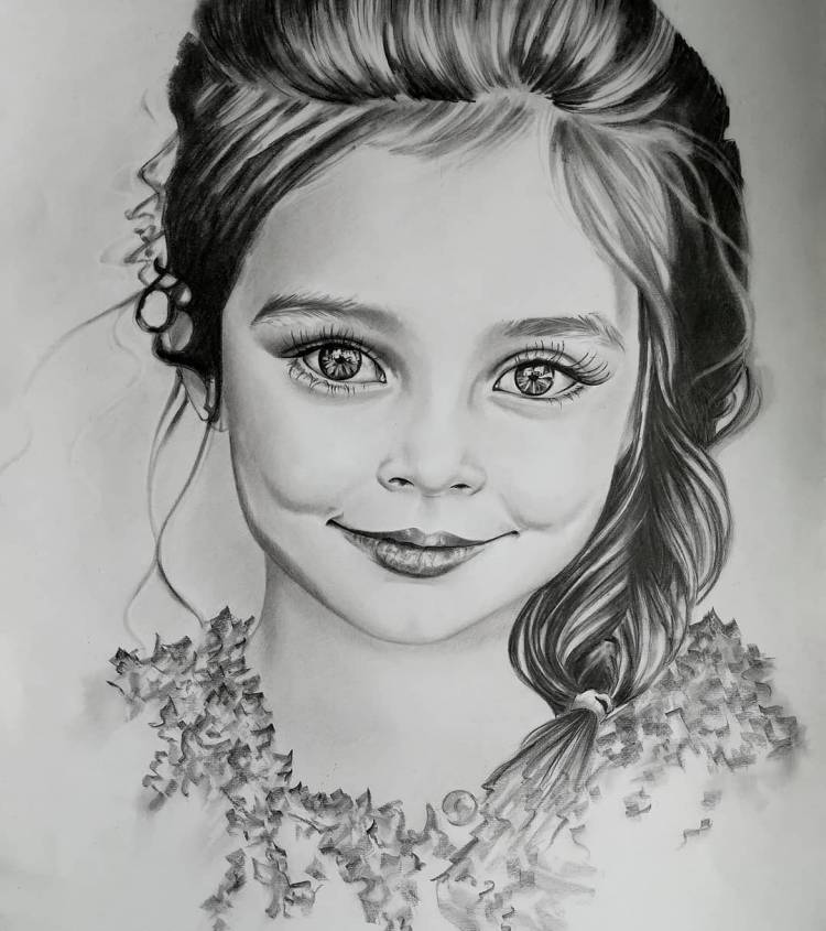 Детские рисунки портрет простым карандашом 