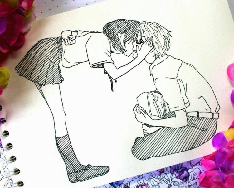 drawing sketch cute kawaii anime seifuku school sketchbook notebook скетч скетчбук рисунок блокнот аниме