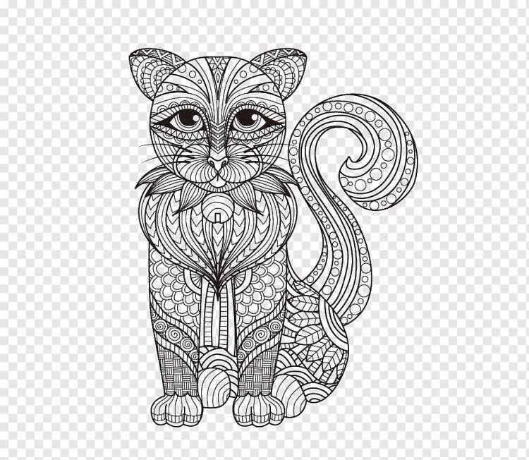 Кошка котенок рисунок книжка-раскраска, щенок линейная роспись, акварельная живопись, ребенок, млекопитающее png