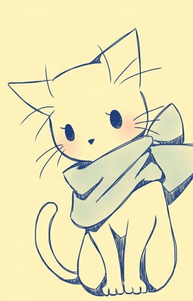 Кошка аниме рисунок 
