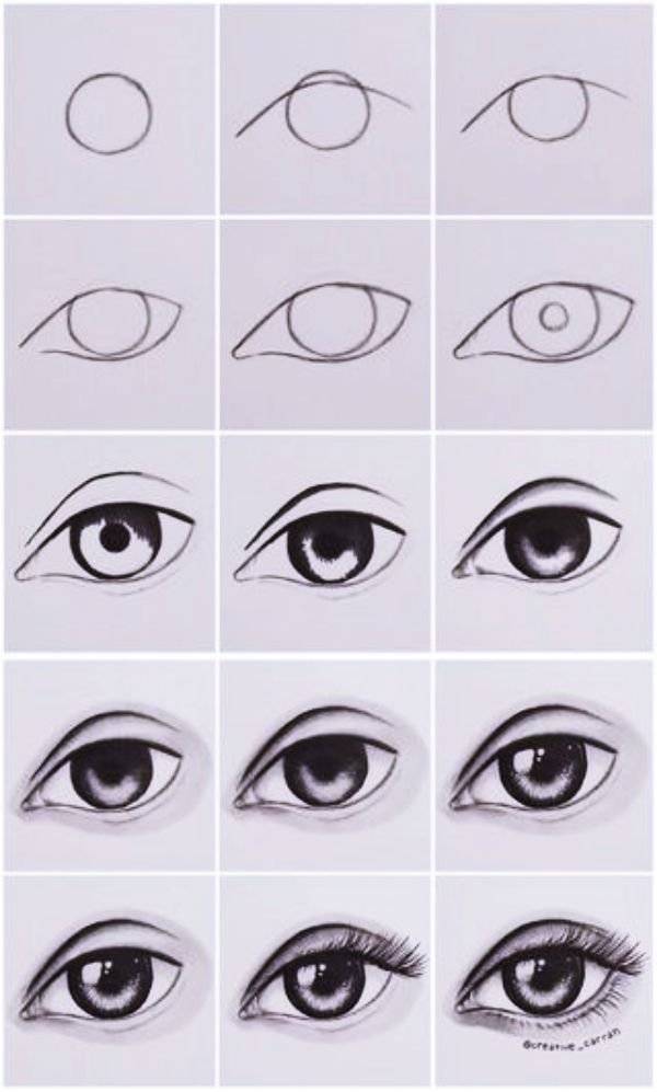 Красивые рисунки карандашом для начинающих глаз 