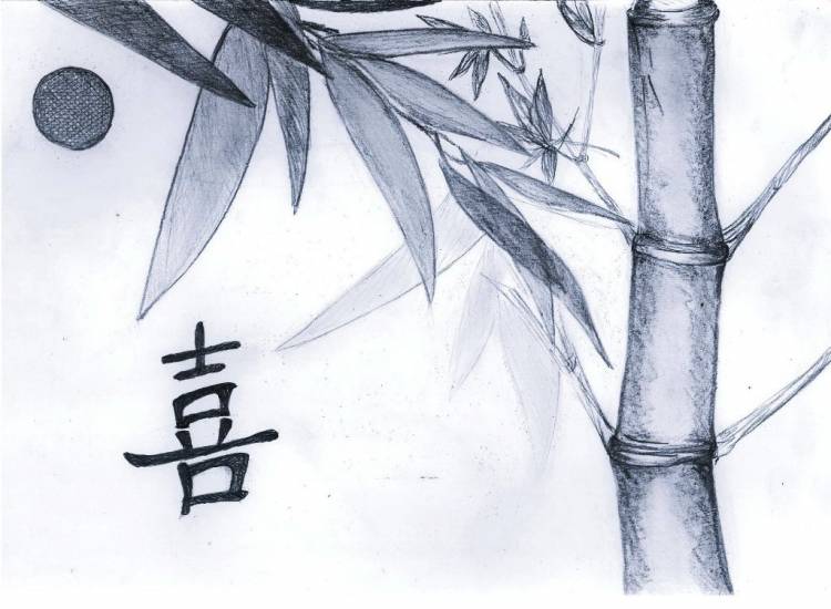 Бамбук рисунок в японском стиле для начинающих 