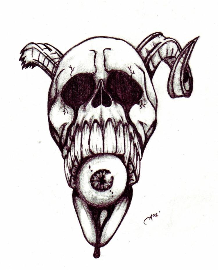 Страшный череп рисунок