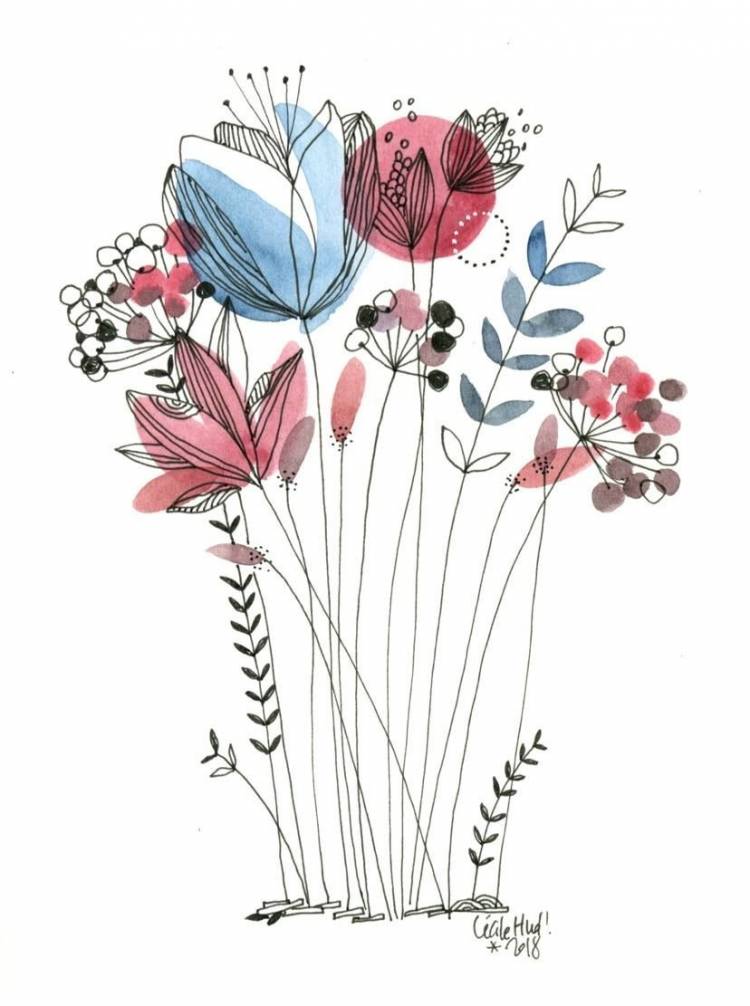 Рисунки для срисовки акварелью цветы