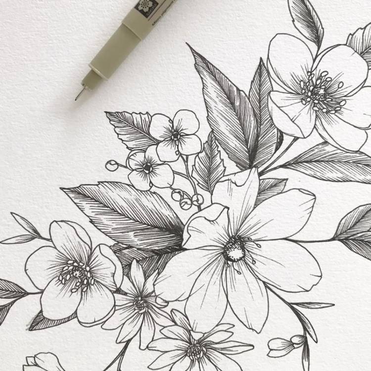 Рисунки для срисовки цветов красивые