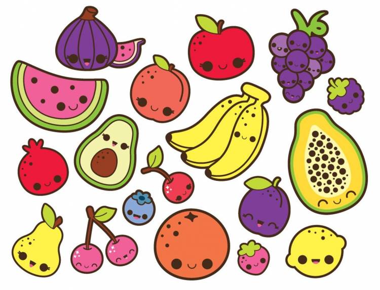 Милые рисунки фрукты и овощи