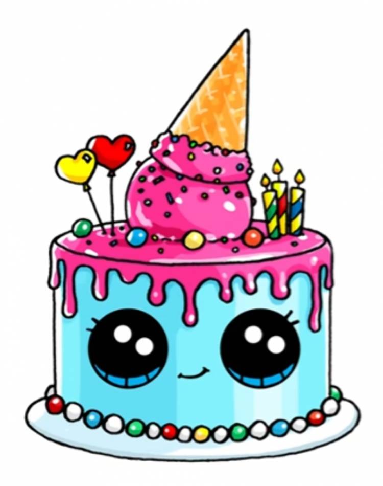 Рисунки на день рождения тортики с глазками 