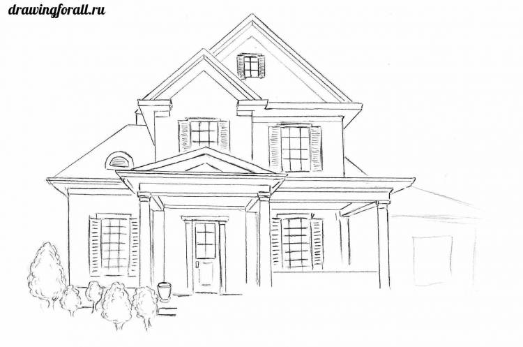 Архитектура дома рисунок карандашом