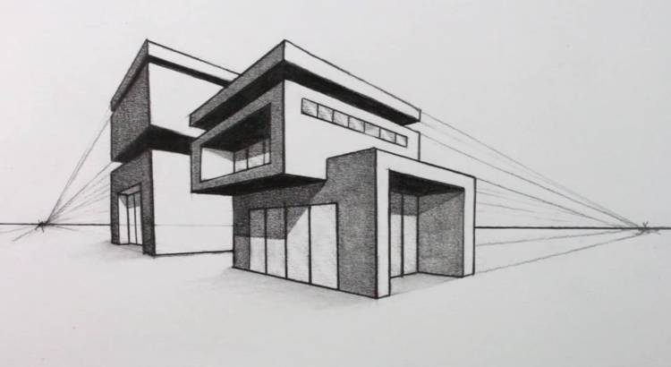 Рисунок здания карандашом простой