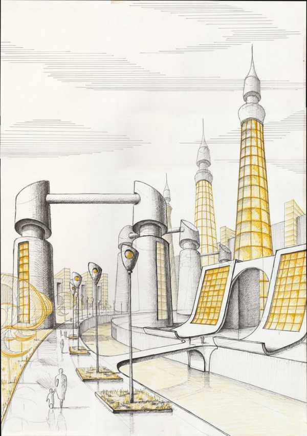 город будущего рисунки карандашом