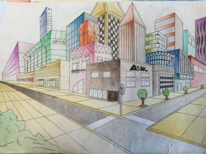 Рисунки городских улиц для срисовки