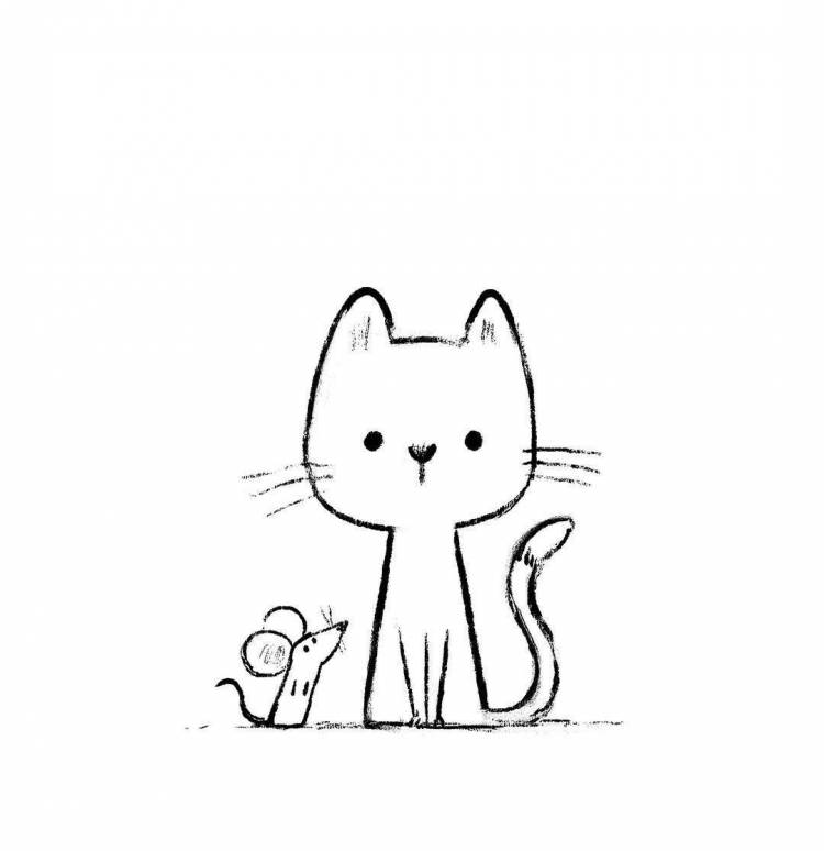 Легкие рисунки карандашом для срисовки котики