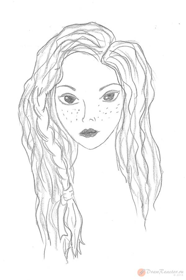 Как нарисовать девочку с длинными волосами