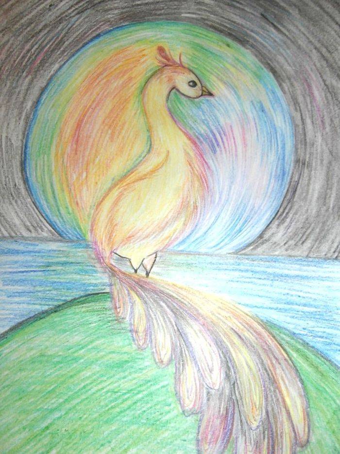 Рисунки птицы счастья для срисовки 
