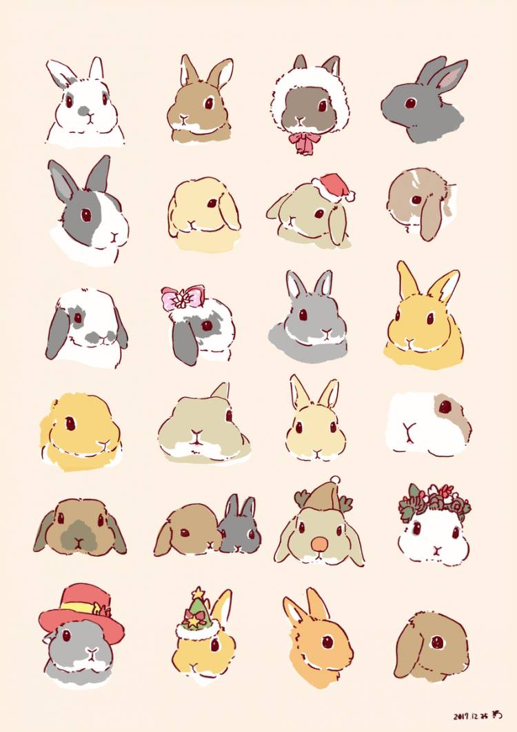Милые кролики для срисовки