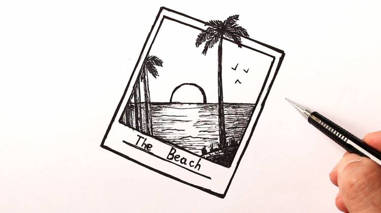 How to draw a beach and sea