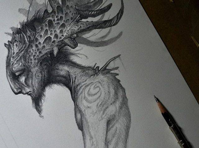 Рисунки карандашом мистические животные 