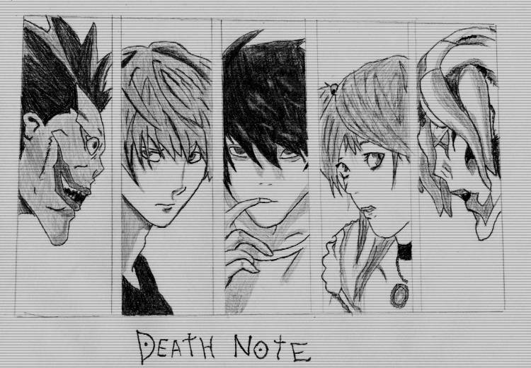 Рисунки аниме тетрадь смерти