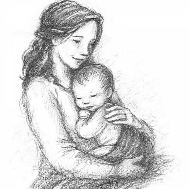 Мама и малыш рисунок