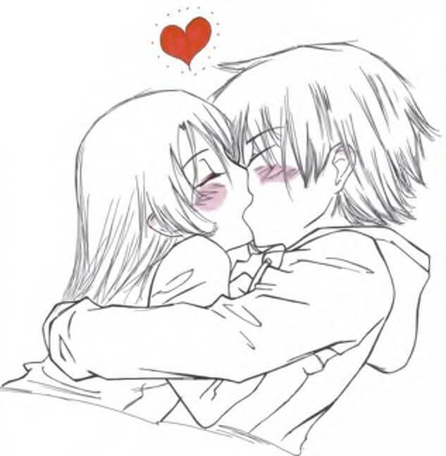 Рисунки для срисовки аниме поцелуй 