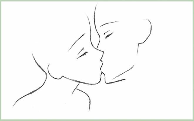Как нарисовать аниме поцелуй карандашом поэтапно