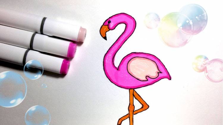 КАК РИСОВАТЬ ФЛАМИНГО ♥ HOW TO DRAW A FLAMINGO ♥ CUTE DRAWINGS