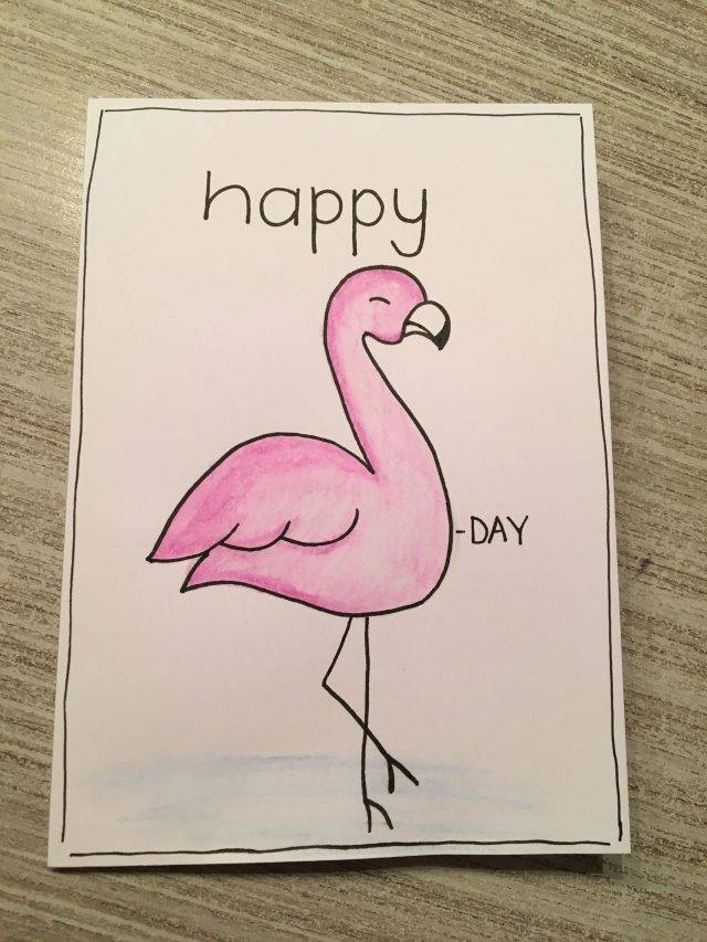 Рисунки фламинго для срисовки в скетчбук 