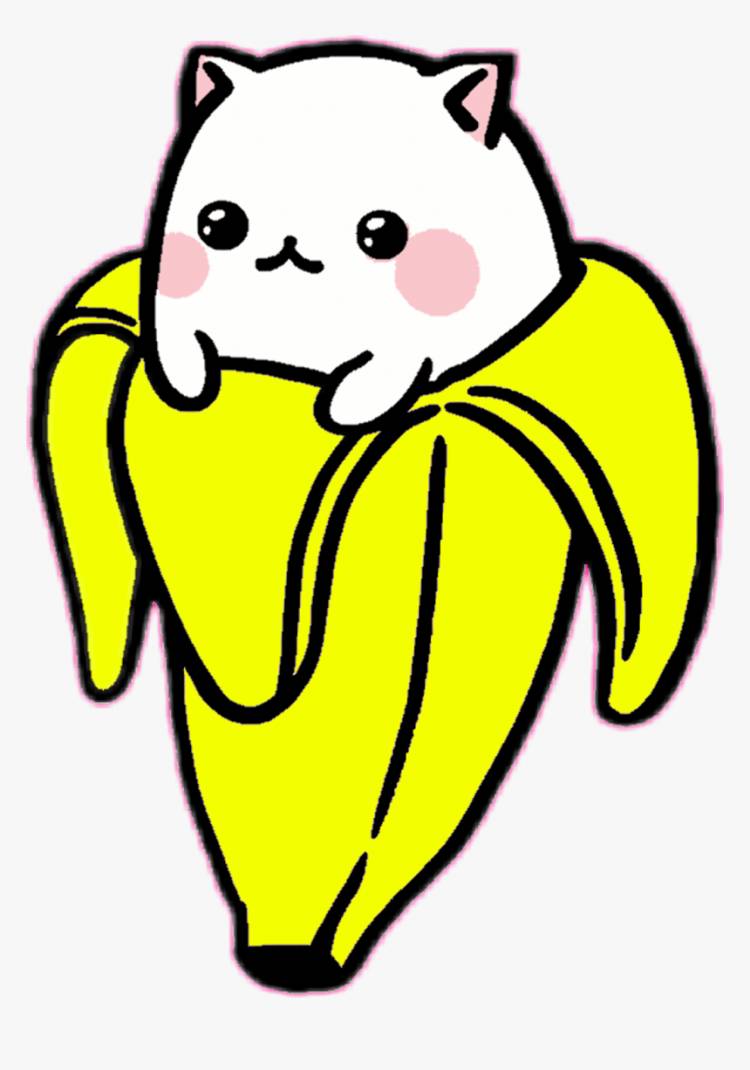 Котик в банане рисунок