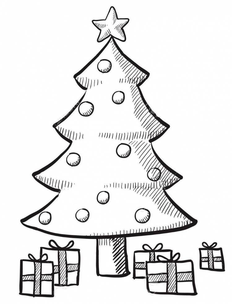 Легкий рисунок елки на новый год