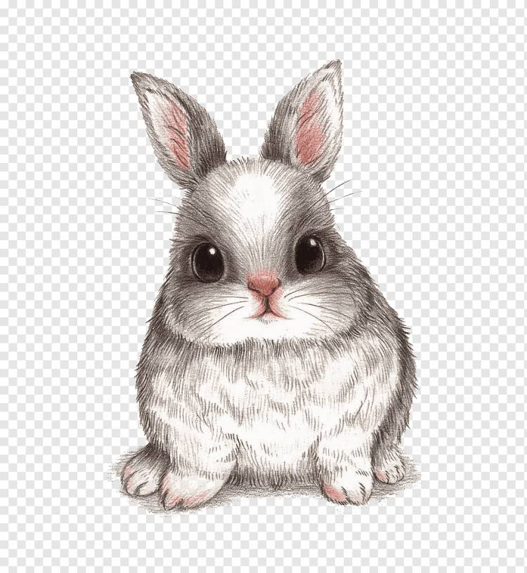 Кролик рисунок милый карандашом