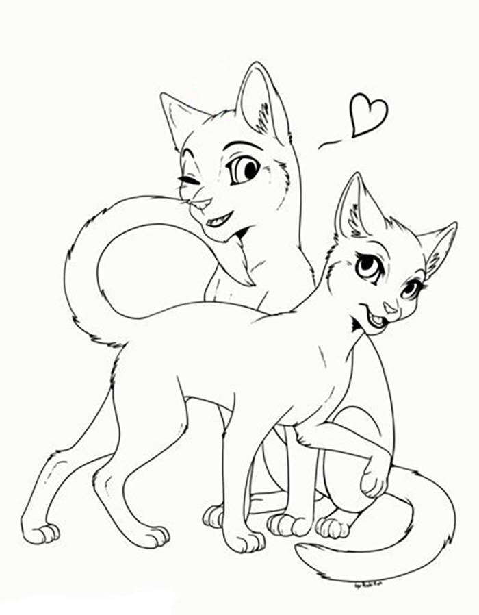 Рисунки для срисовки влюбленные котики 
