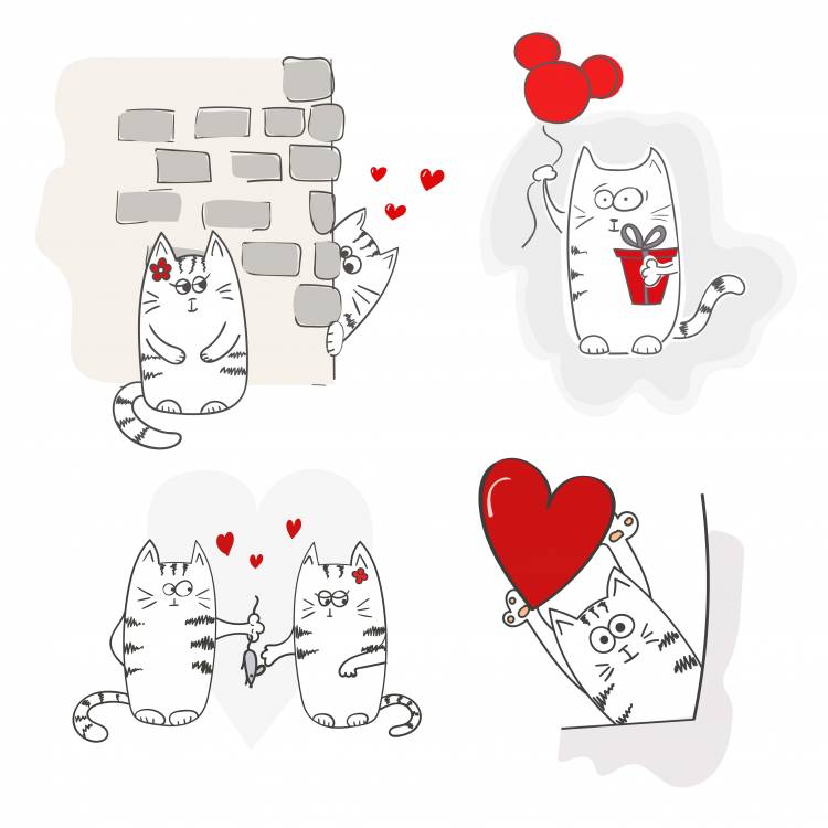 Рисунки для срисовки влюбленные котики