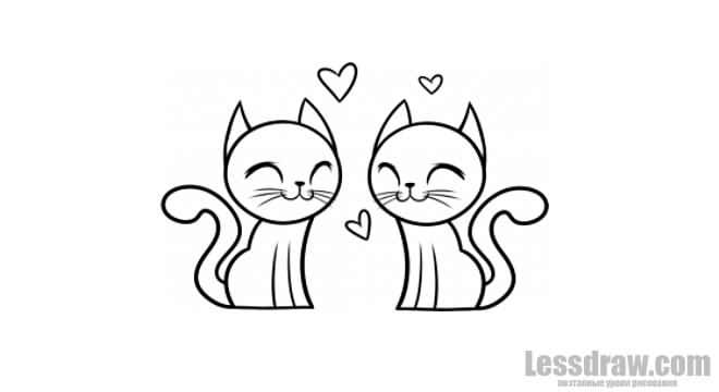 Как нарисовать котиков на День Святого Валентина