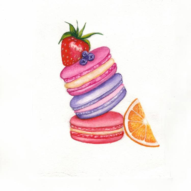 Еда нарисованная цветными карандашами