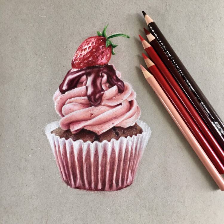 Рисунки цветными карандашами еда
