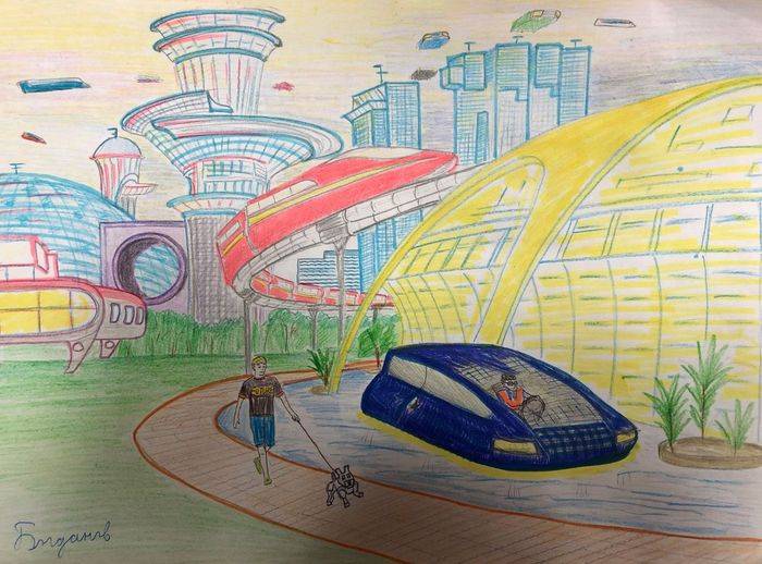 Город будущего в рисунках учеников младших классов