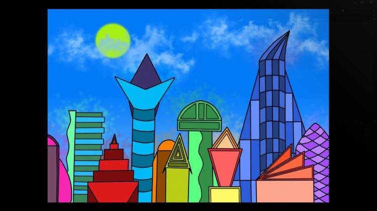 Создание рисунка Город будущего