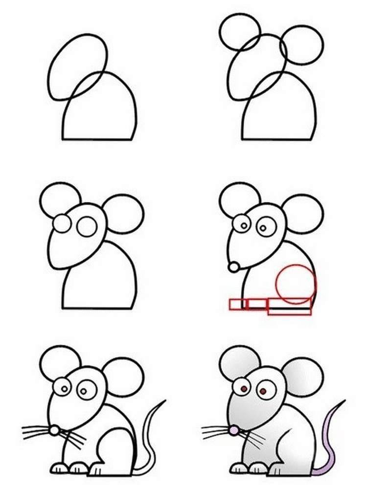 Рисунок мышки для начинающих 