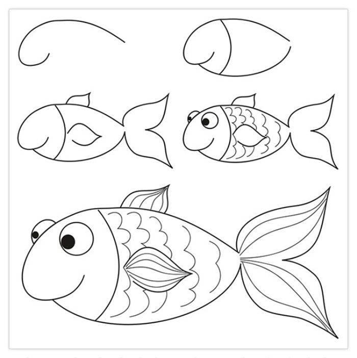Рисунки золотой рыбки для срисовки 
