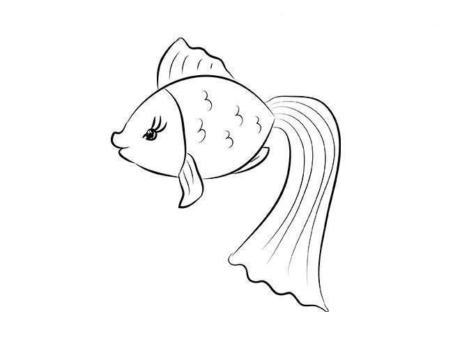 Золотая рыбка рисунок легкий детский 