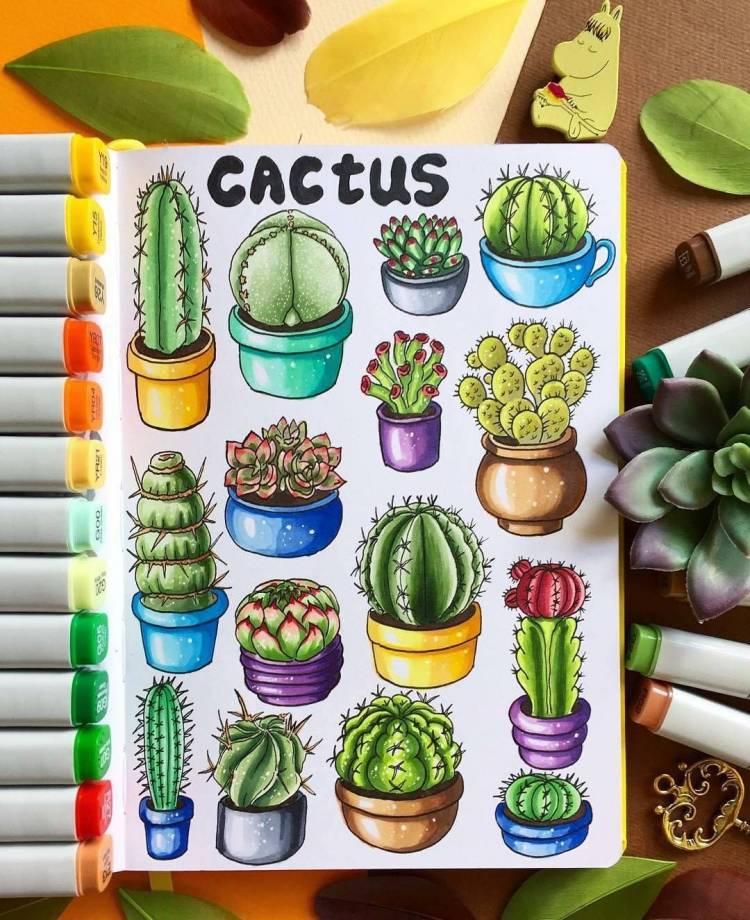 Рисунки для скетчбука кактусы