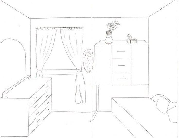 Рисунки для срисовки комнаты 